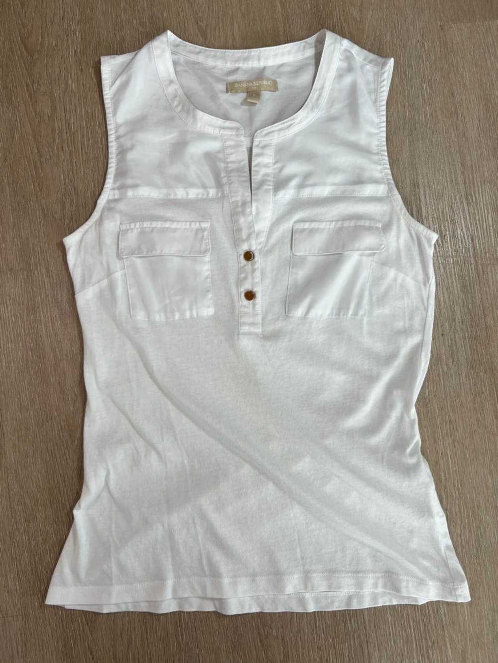 Y2K Banana Republic Chic Elegant Women’s Small Sleeveless Henley Pocket Tank